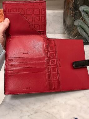 Lodis Audrey Black And Red Functional Passport Wallet With Ticket Flap